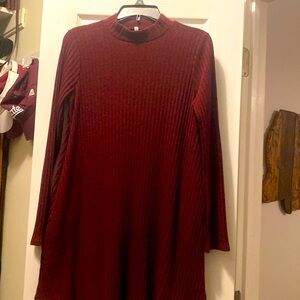 Long sleeve turtleneck ribbed tunic/dress